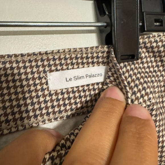 FRAME Le Slim Palazzo Pants Houndstooth Cream and Brown Size 32 - Picture 7 of 12